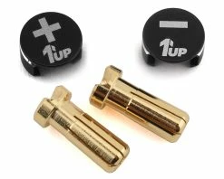 1UP Racing LowPro Bullet Plug Grips W/5mm Bullets (Black/Black)