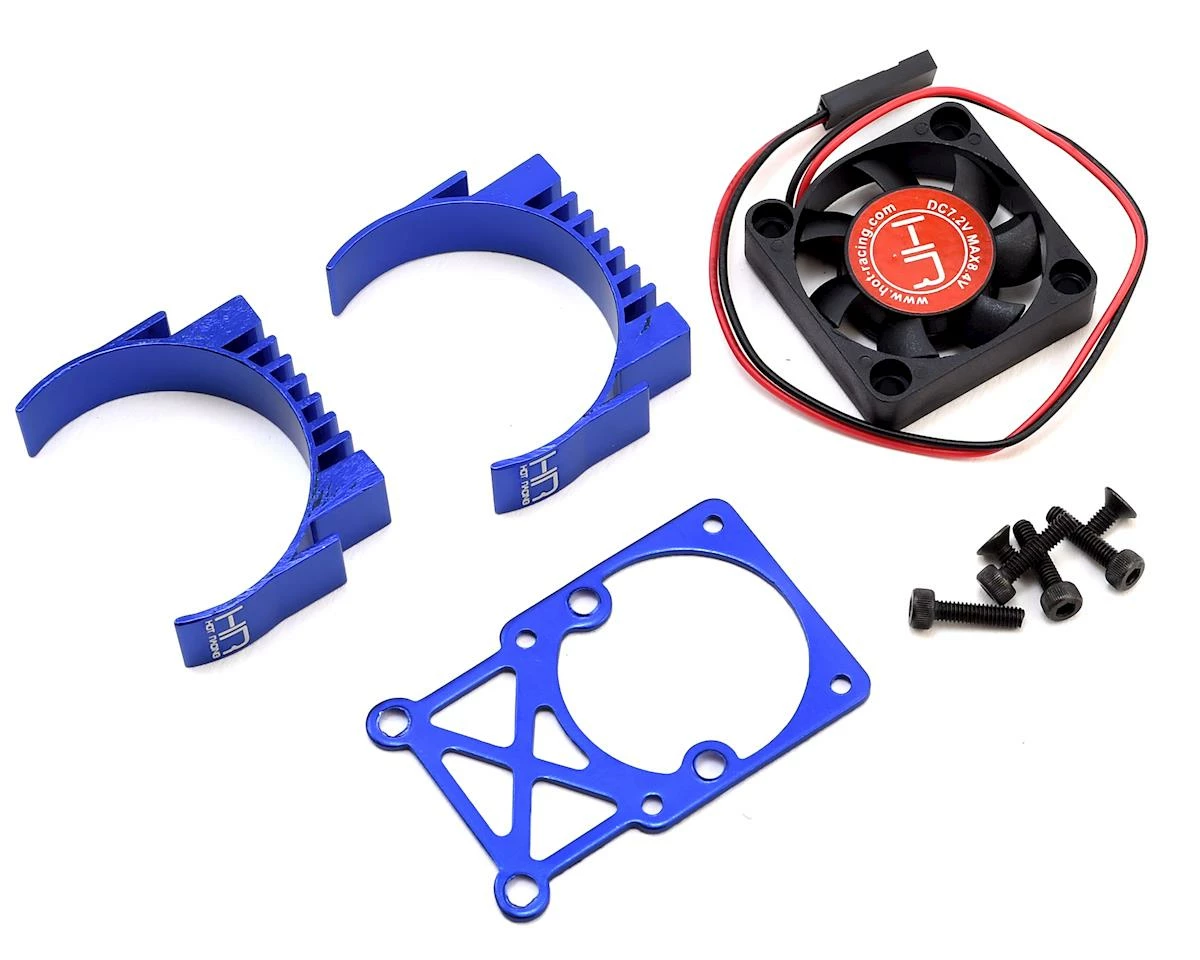 Hot Racing Clip-On Two-Piece Motor Heat Sink W/Fan (Blue) 3 Hot Racing Clip-On Two-Piece Motor Heat Sink W/Fan (Blue)