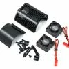 YEAH RACING 1/8 Twin Fan Aluminum Heat Sink W/2 Fans (Black) (40.8mm Diameter)