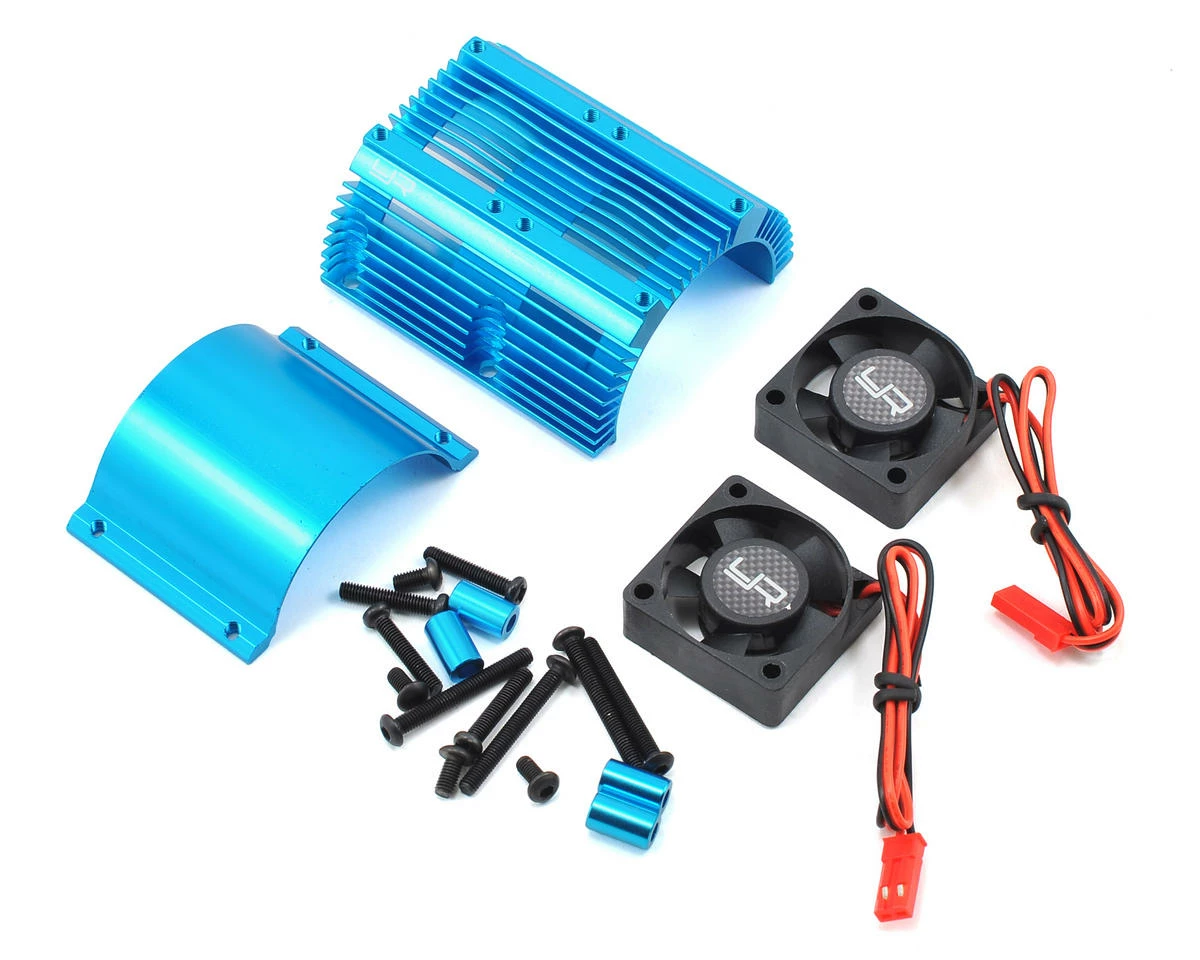 YEAH RACING 1/8 Twin Fan Aluminum Heat Sink W/2 Fans (Blue) (40.8mm Diameter) 3 YEAH RACING 1/8 Twin Fan Aluminum Heat Sink W/2 Fans (Blue) (40.8mm Diameter)