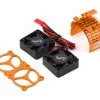 YEAH RACING Aluminum 540/550 Motor Heat Sink W/Twin Tornado Fans (Orange) -SAVOX Shop yea ya 0643or