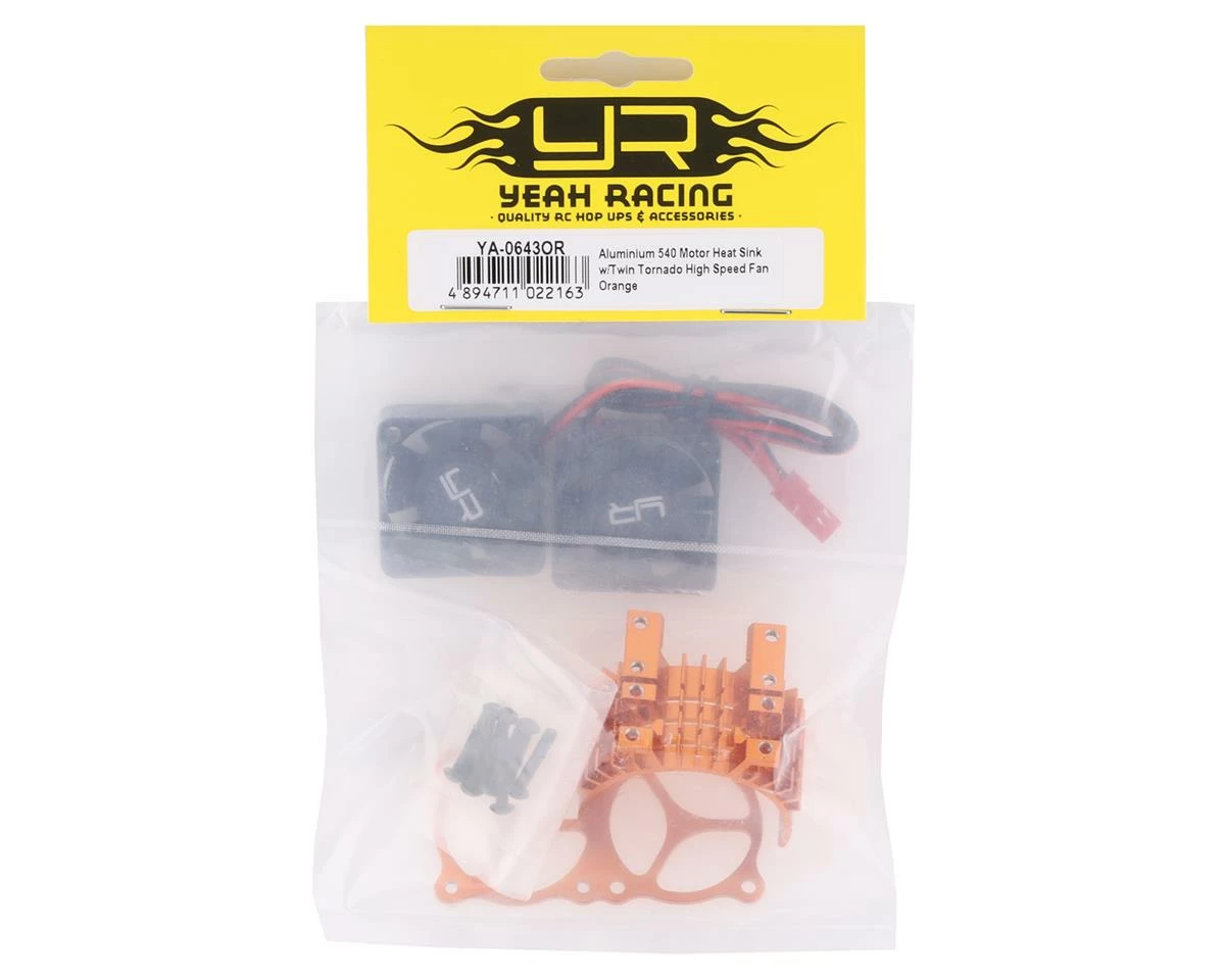 YEAH RACING Aluminum 540/550 Motor Heat Sink W/Twin Tornado Fans (Orange) 5 YEAH RACING Aluminum 540/550 Motor Heat Sink W/Twin Tornado Fans (Orange) - Image 3