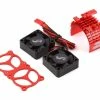 YEAH RACING Aluminum 540/550 Motor Heat Sink W/Twin Tornado Fans (Red) -SAVOX Shop yea ya 0643rd